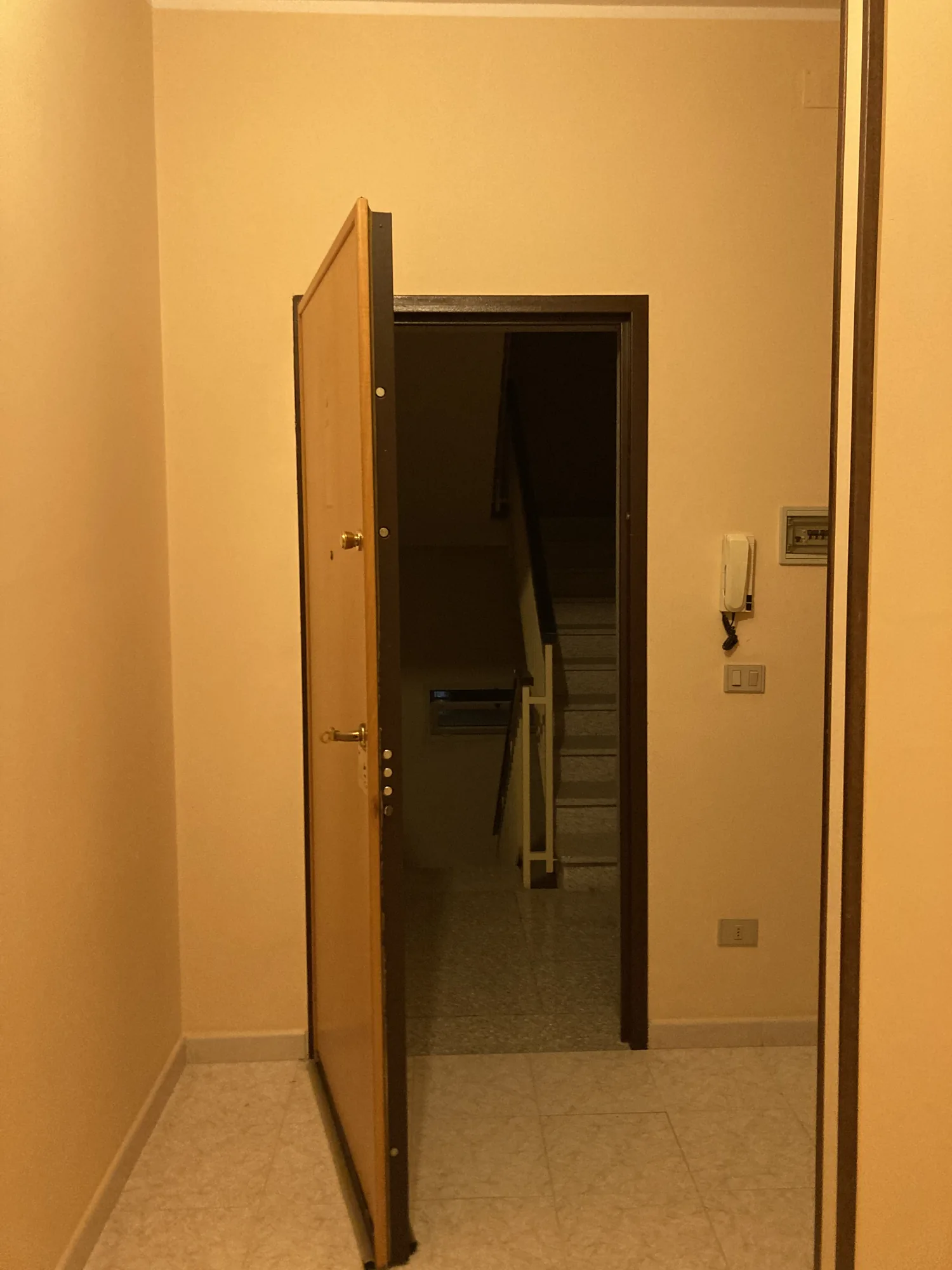 Separater Eingang vom Wohnzimmer vor dem Abriss der Trennwand, mit Zugang zum Treppenhaus