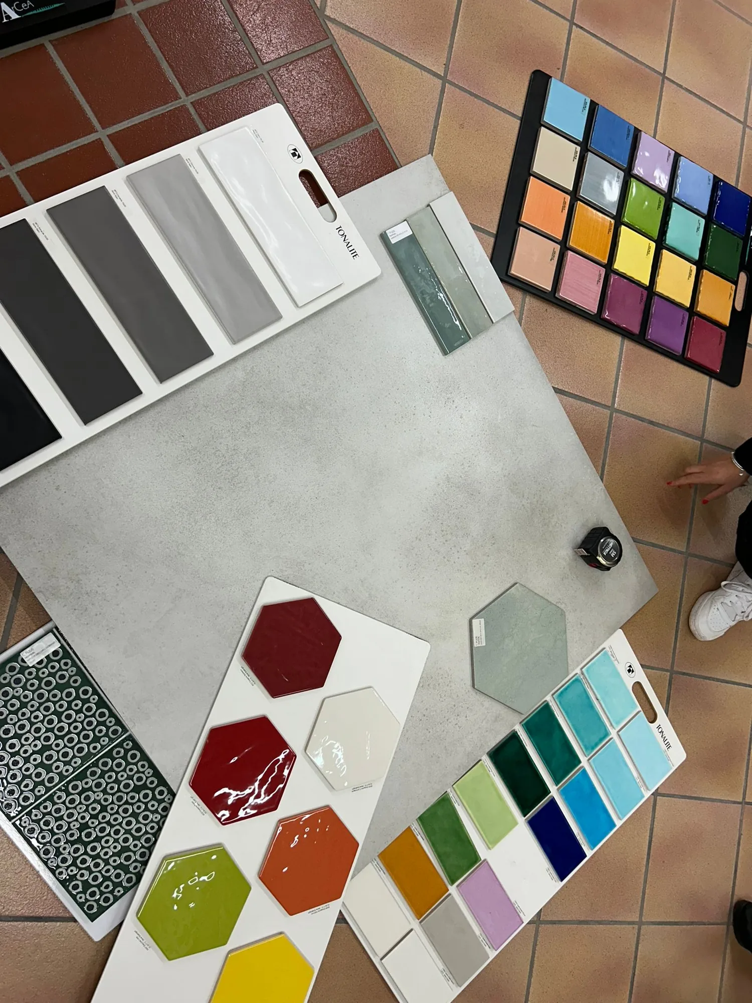 Sampling of materials and colors for the room finishes